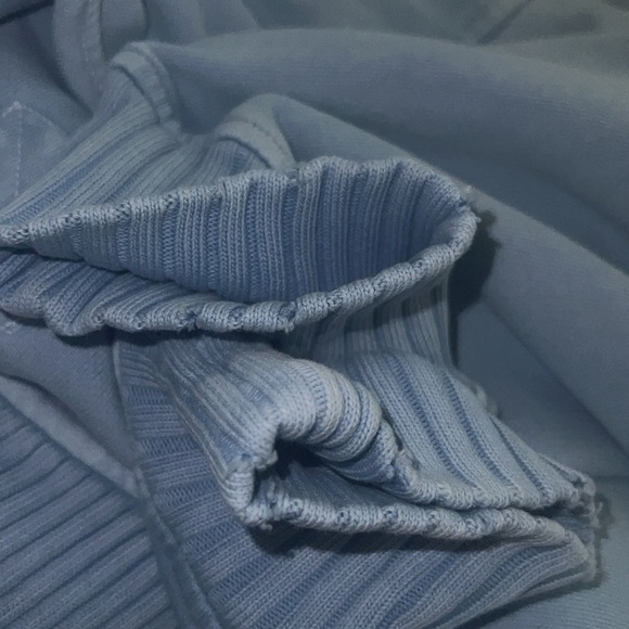 Aerie Cotton Blend Baby Blue Bubble Sleeve Pullover Bomber Sweatshirt, Small - Picture 12 of 15
